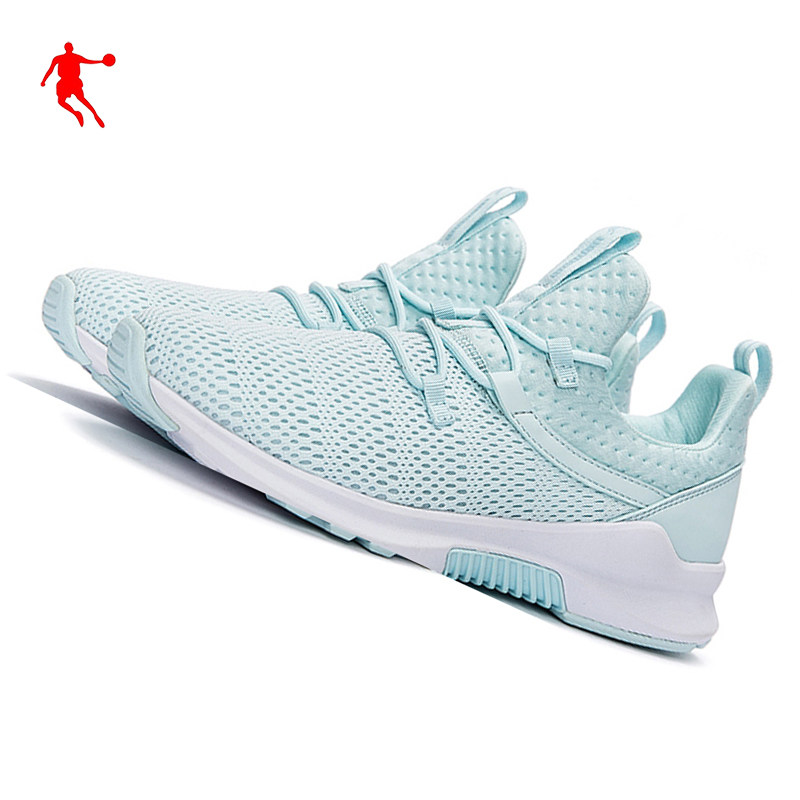 乔丹女鞋夏季薄网面运动鞋青色跑步鞋轻便大网眼透气生活休闲波鞋
