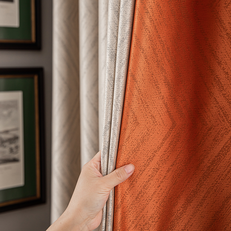 高温定型简约北欧纯色加厚高精密遮光窗帘拼接客厅卧室落地窗帘布