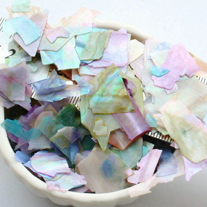 彩色贝壳碎片珍珠母贝闪亮碎片diy饰品美甲手机镶嵌材料10克