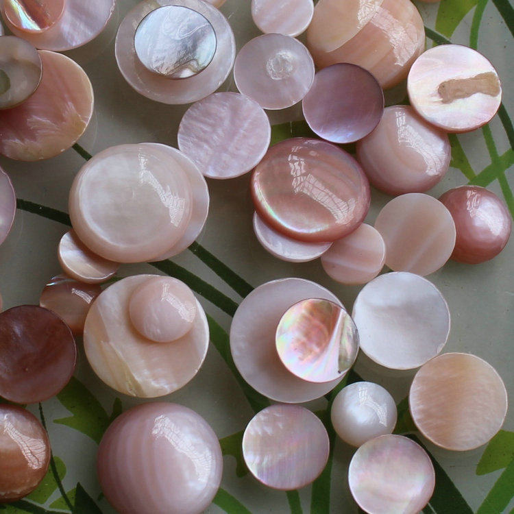 天然粉红贝 8/10/12/15/20mm粉贝圆戒面贴片 diy饰品耳钉材料配件