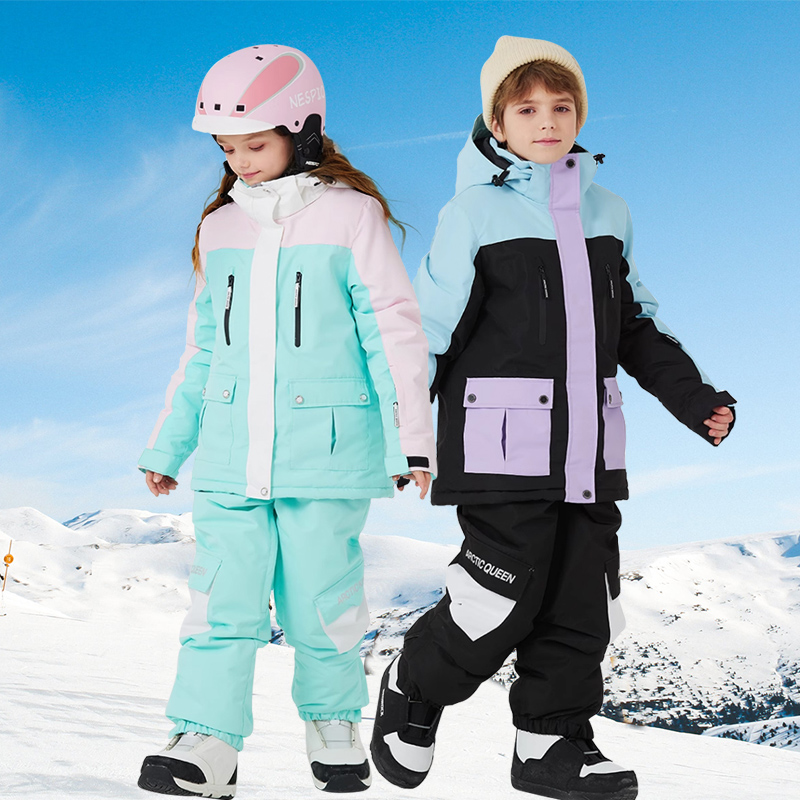 2024冬儿童户外单板双板滑雪服套装男童防风防水滑雪衣滑雪裤女童