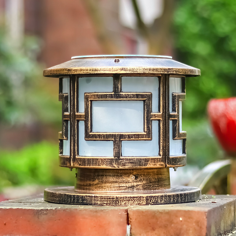 圆形柱头灯室外太阳能柱头灯欧式庭院灯门柱灯墙头灯大门灯围墙灯