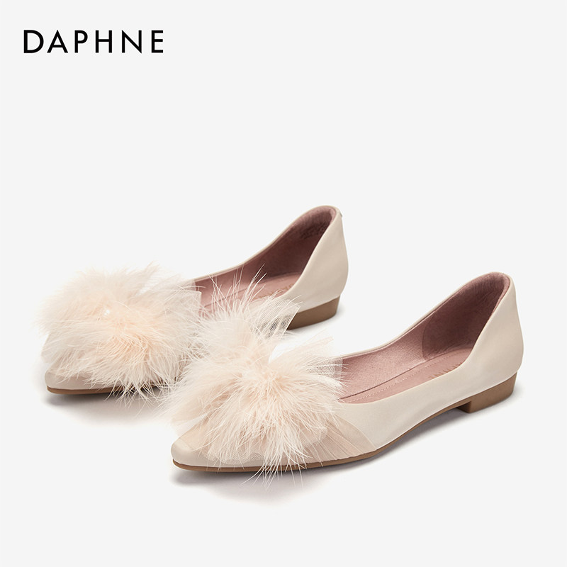 daphne/达芙妮春新款时尚尖头中空奥赛鞋低跟套脚平底休闲女单鞋