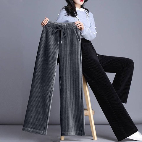 灯笼芯阔腿裤加绒不加绒灯芯绒女秋冬高腰垂感女裤直筒宽松大码裤