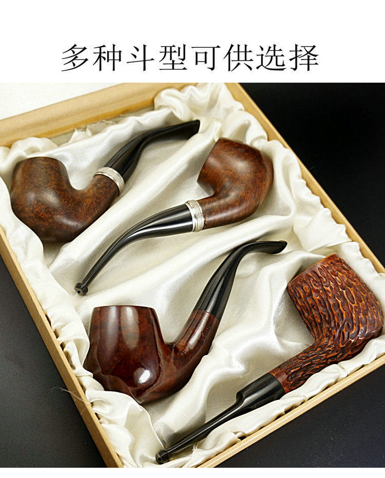 紫玉成烟具专营店-希腊kansas进口石楠木老式便携实木全套烟具配件
