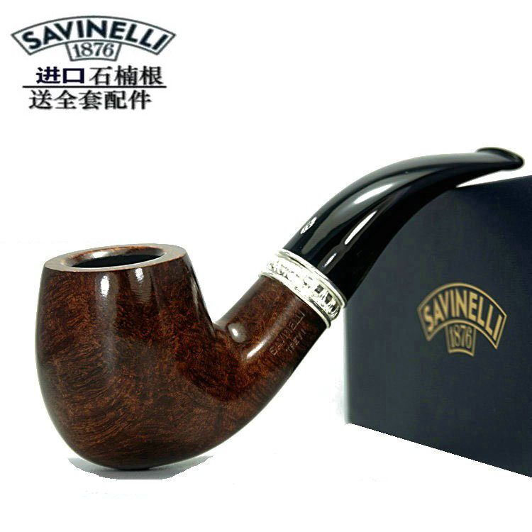 意大利进口烟斗SAVINELLI/沙芬石楠木烟斗少女喷泉老式弯式实木斗