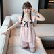 女孩家居服夏季新款韩版吊带女童睡衣套装宽松薄款短款大童空调服
