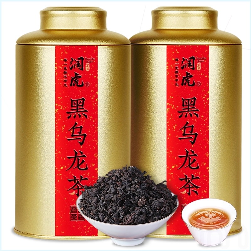 润虎茶叶 浓香型油切黑乌龙茶叶300克x2罐共600克