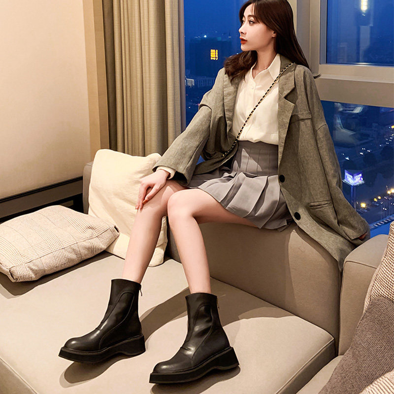 特价马丁靴女厚底 松糕底_厚底短靴(清仓不退换)2019新款增高靴松糕底