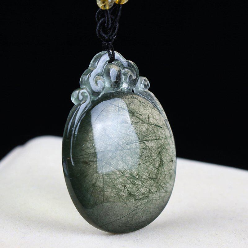 巴西天然绿发晶吊坠透体