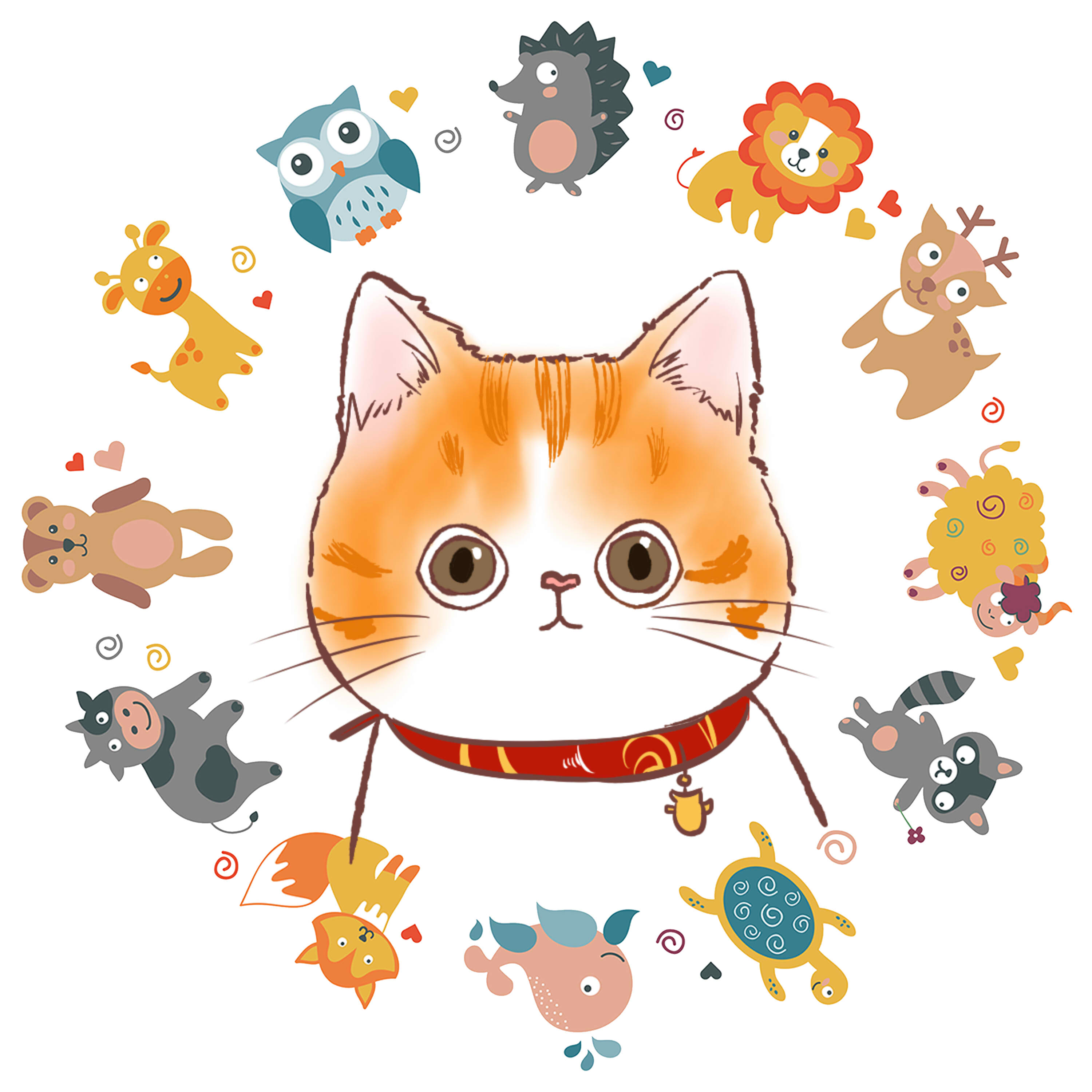 手绘头像 卡通画_宠物动物猫咪狗狗手绘画像设计q版头像定制约稿插画