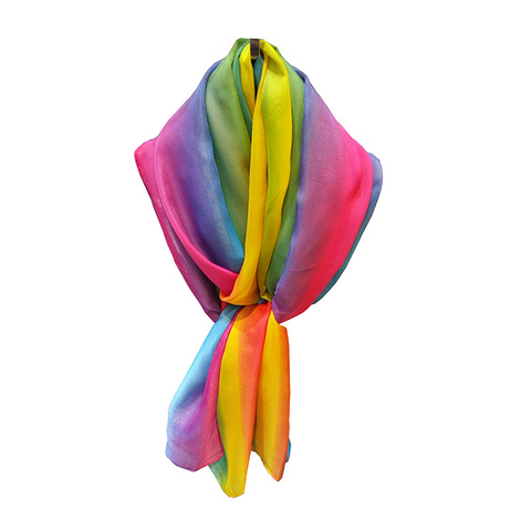 彩虹丝巾女彩色多功能百变沙滩巾春夏季海边渐变雪纺纱巾防晒披肩