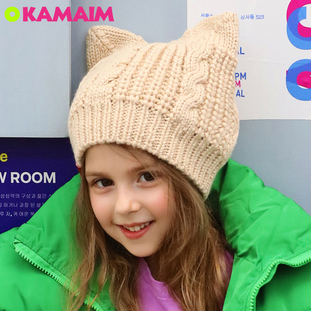 儿童帽子秋冬女童可爱耳朵毛线帽韩版宝宝针织帽冬天保暖护耳帽潮