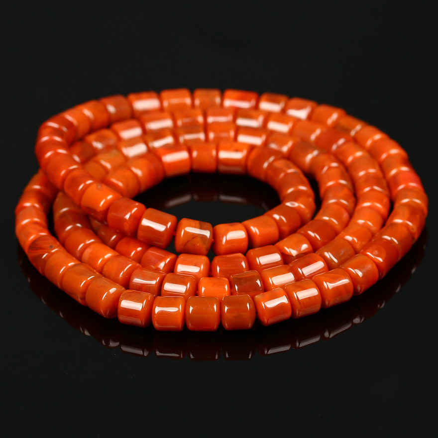 67.36克 7mm 精品 【桶珠】 南红玛瑙桶珠项链 手链两用款