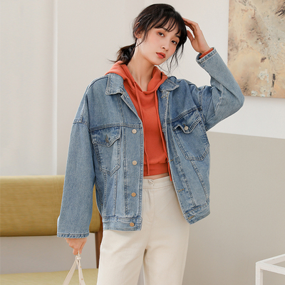 8825小视频实拍2020春新款韩版ins潮宽松百搭牛仔外套女夹克上衣