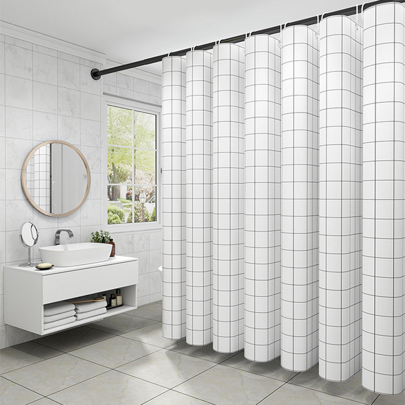 日本浴帘洗澡日式格子定制浴室窗帘卫生间门帘防水加厚防霉隔断帘
