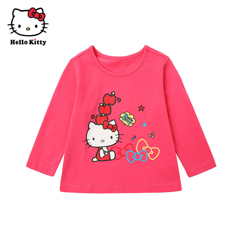 Hello Kitty正品童装女童棉圆领长袖T恤上衣春秋可爱打底衫