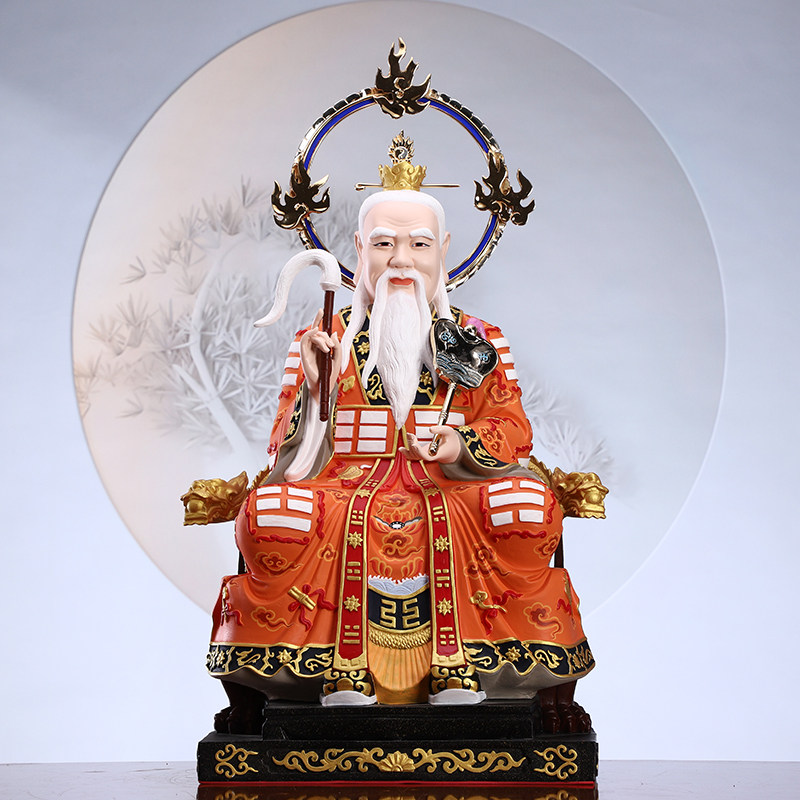 台湾纯铜手工彩绘三清像道德天尊道家太上老君元始天尊铜神像摆件