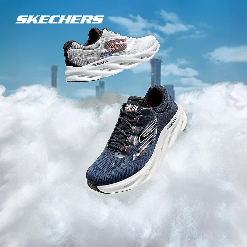 Skechers斯凯奇新款轻质缓震舒适透气男子跑步运动专业鞋子耐磨