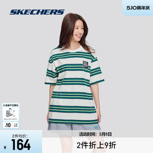 Skechers斯凯奇2024新款男女运动T恤衫圆领短袖宽松舒适休闲百搭