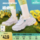 Skechers斯凯奇波点熊2024春新款女子时尚绑带轻便时尚运动休闲鞋