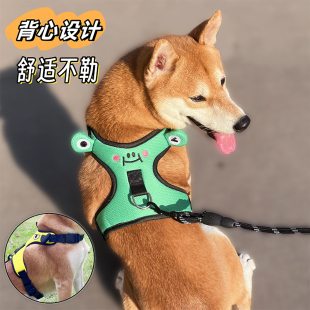 狗背心式牵引绳胸背带狗胸背带可爱外出柯基柴犬遛狗中小型防爆冲