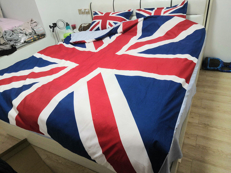 热销床单英国国旗_欧美风美国旗英国旗被套床上用品四件套米字旗宿舍