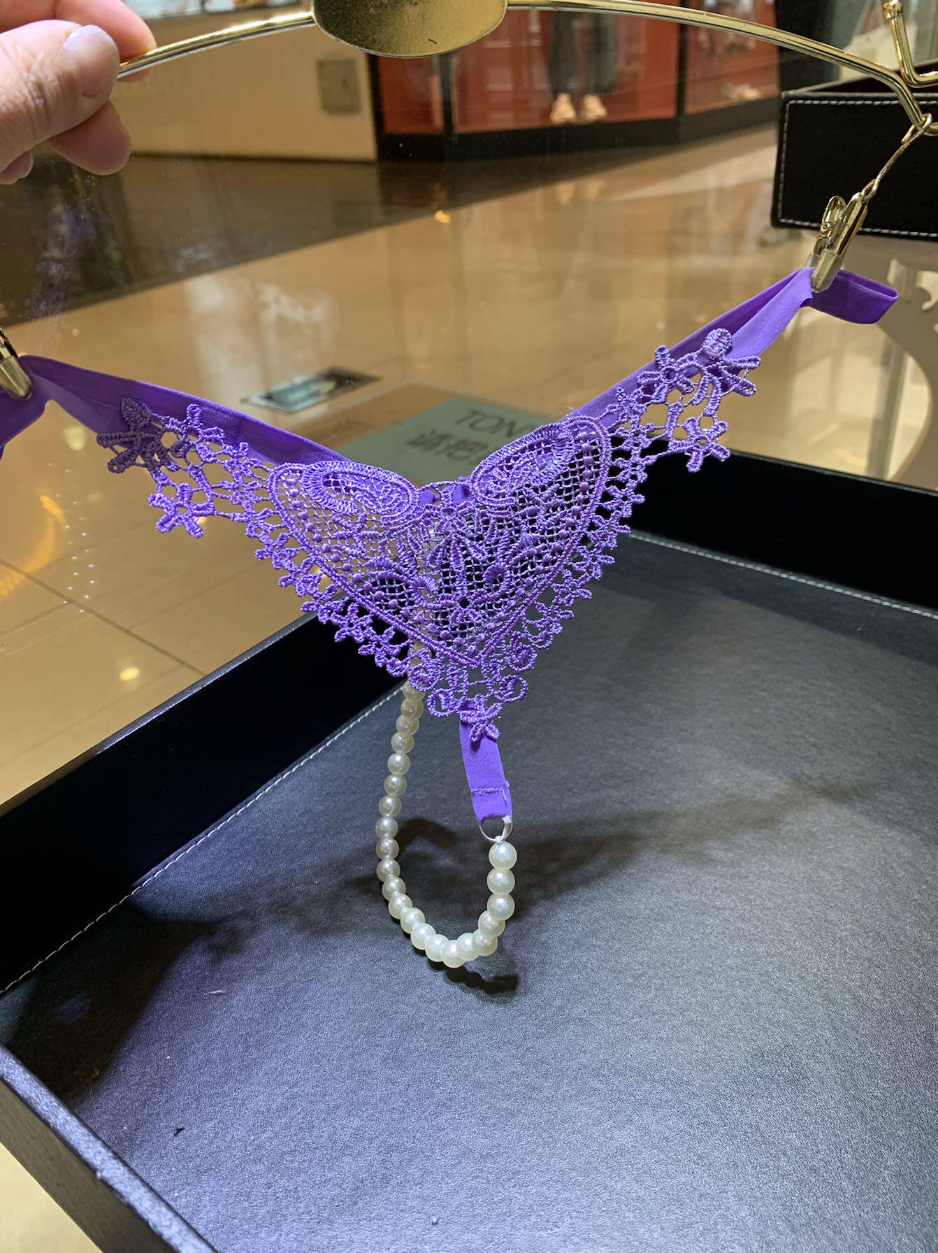 (今日10折)粉色珍珠丁字裤女士性感火辣透明—内裤