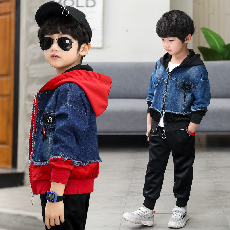 男童秋装运动套装2019新款中大童牛仔三件套夹克男孩帅气儿童装潮