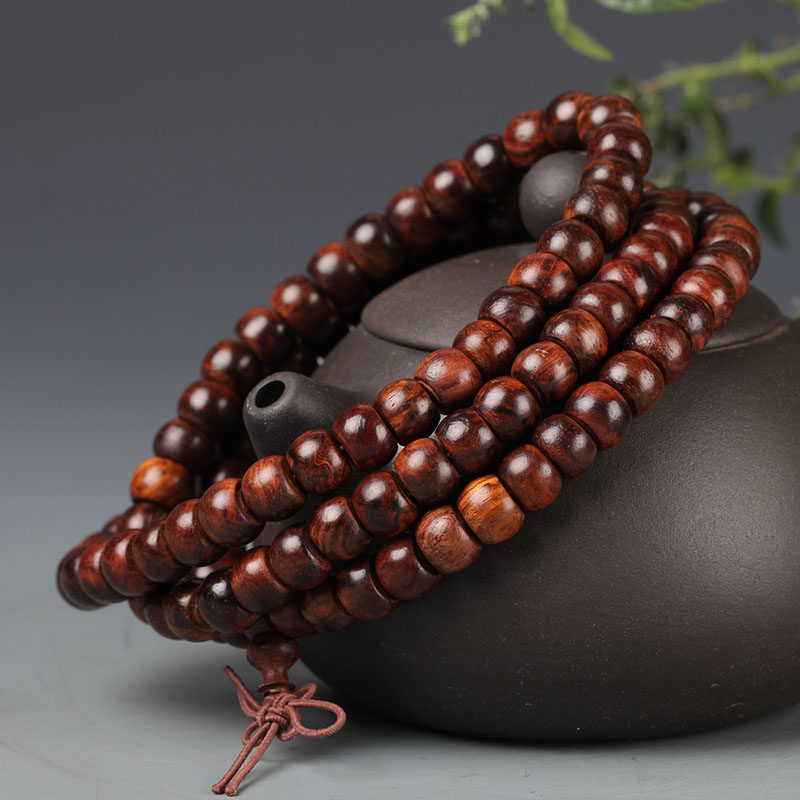 【降香黄檀 油梨 百八三昧】黄花梨桶珠 花纹绚丽 5.5*7.5mm 27g