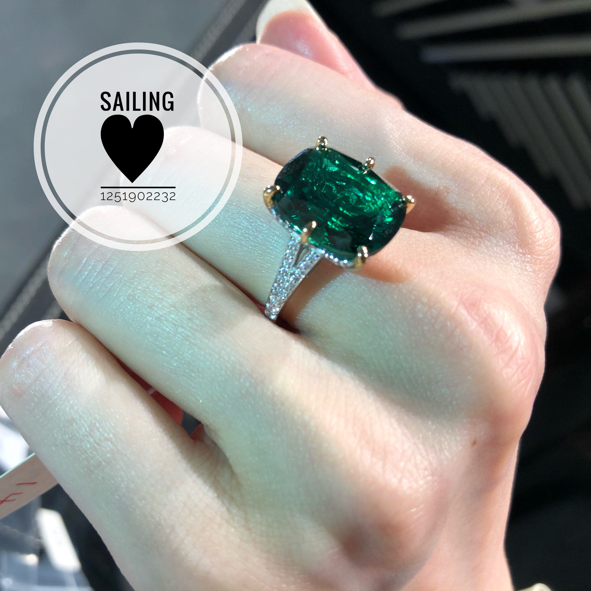 现货香港专柜代购英国caratlondon人造宝石祖母绿戒指