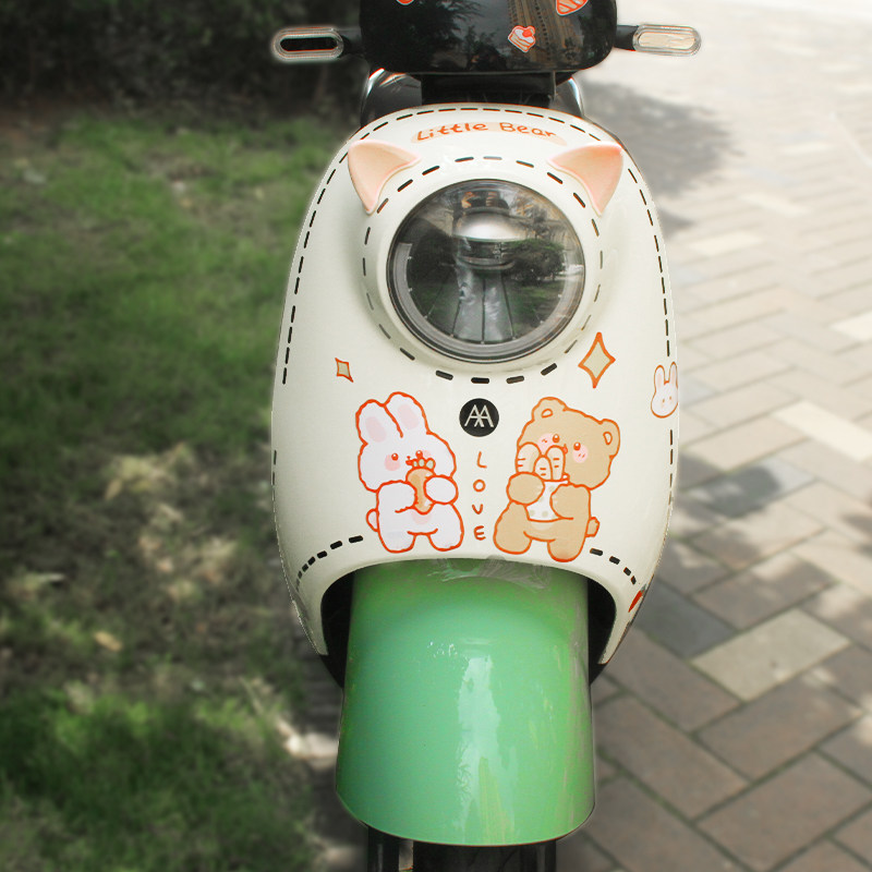 爱玛电动车贴纸vava泡泡露娜小乔网红电瓶车改造电动车贴