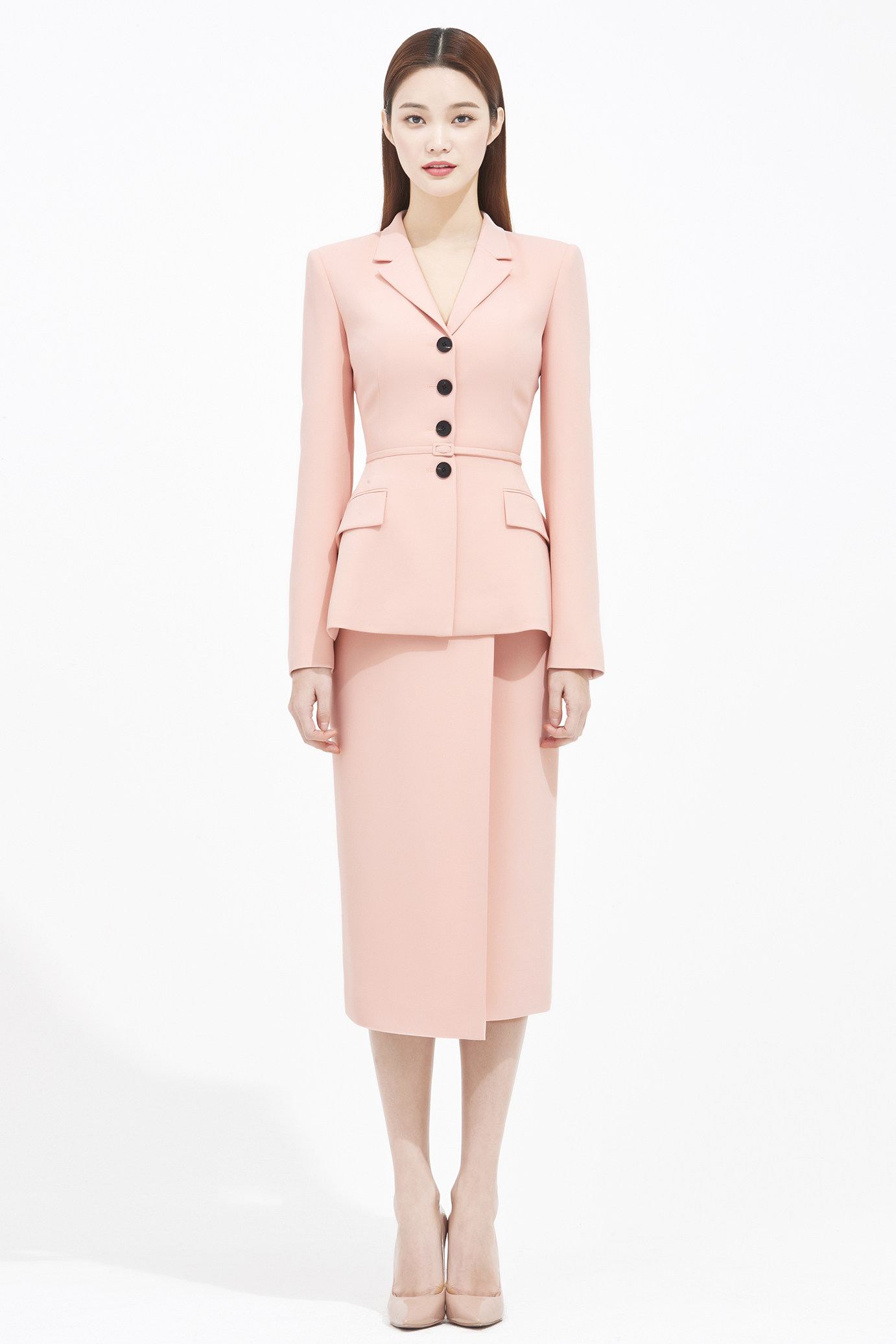 高端2022新款时尚韩版潮修身西装领长袖西服中长款半身裙套装女春