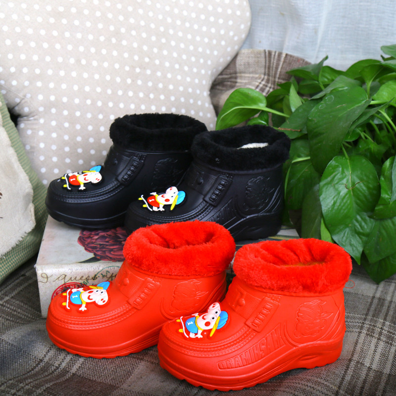 冬季eva轻底泡沫防水鞋男女雪地靴室外保暖加绒防滑厚底雨鞋棉鞋