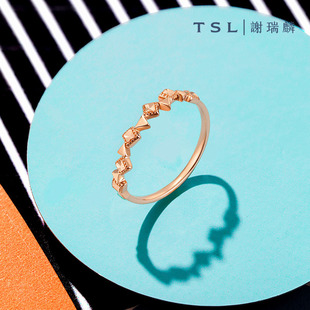 【百亿补贴】TSL谢瑞麟几何简约18K金戒指铆钉玫瑰金指环BE189