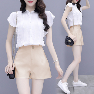 套装短裤雪纺