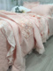 韩国进口高支细纱抗菌纤维植物印染立体盘花绗缝多用被床盖四件套