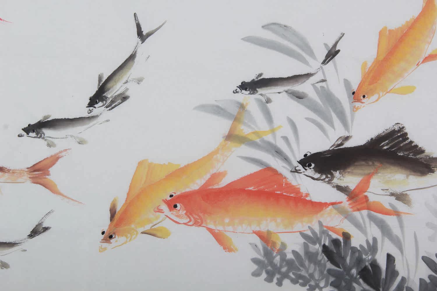 侯登涛 中国美协特聘画师 美协会员齐鲁书同画院院长《群鱼图》