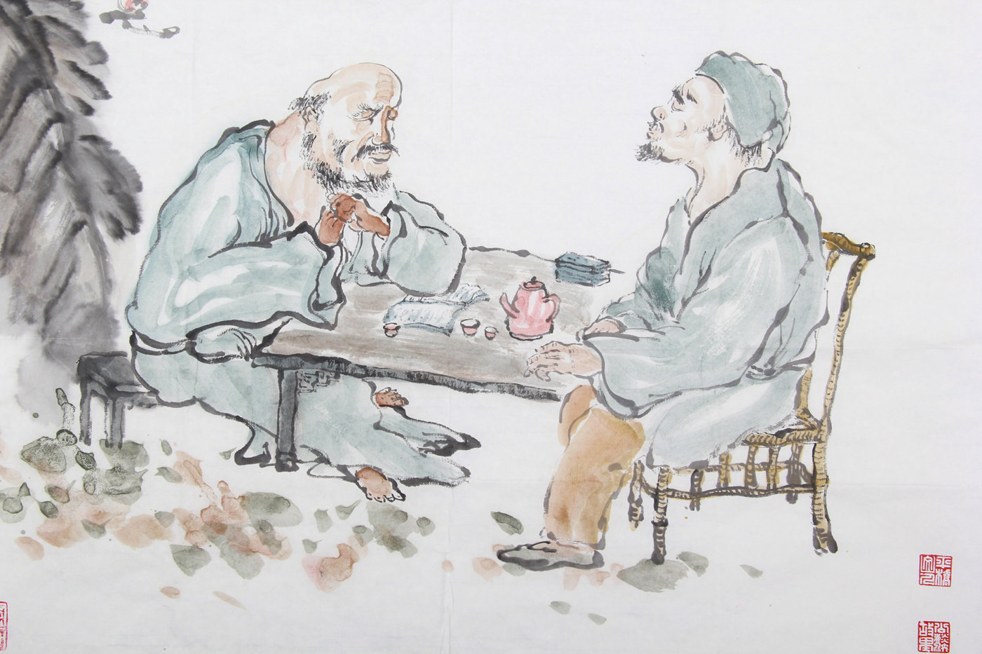 张志 中国国画家协会理事 著名国画家 《论道图》