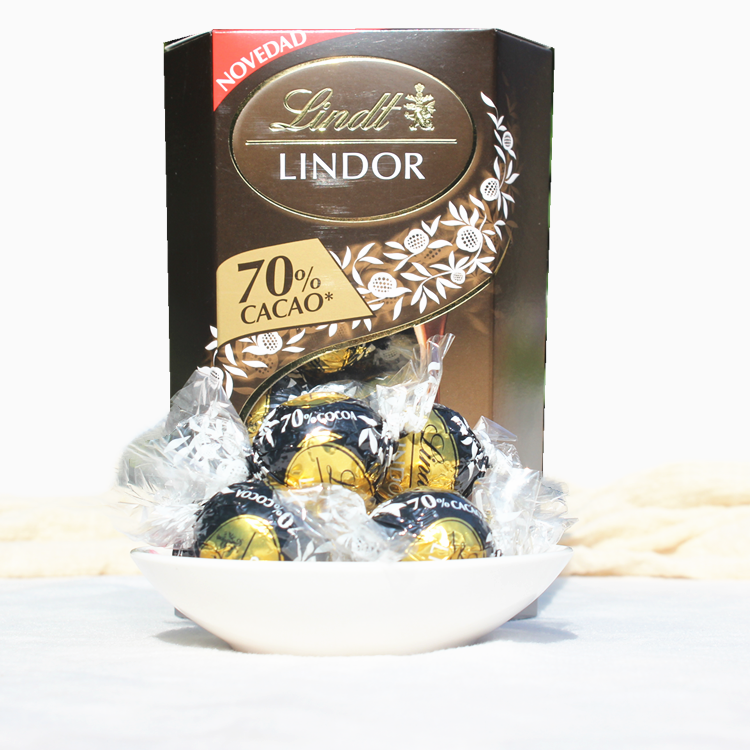 Lindt瑞士莲软心意大利进口特浓70%60%黑巧克力200g*1盒休闲零食