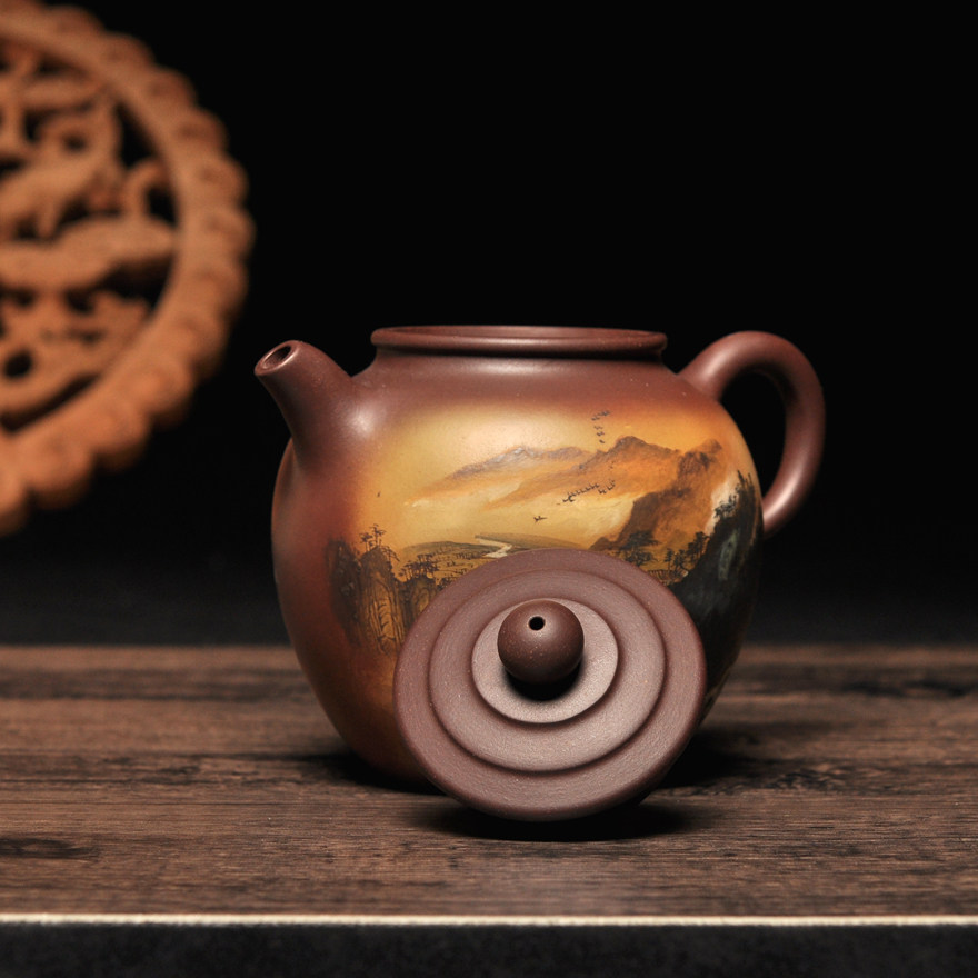 大品 工料具佳彩绘漂亮 著名紫砂陶艺家 陶岭 方圆