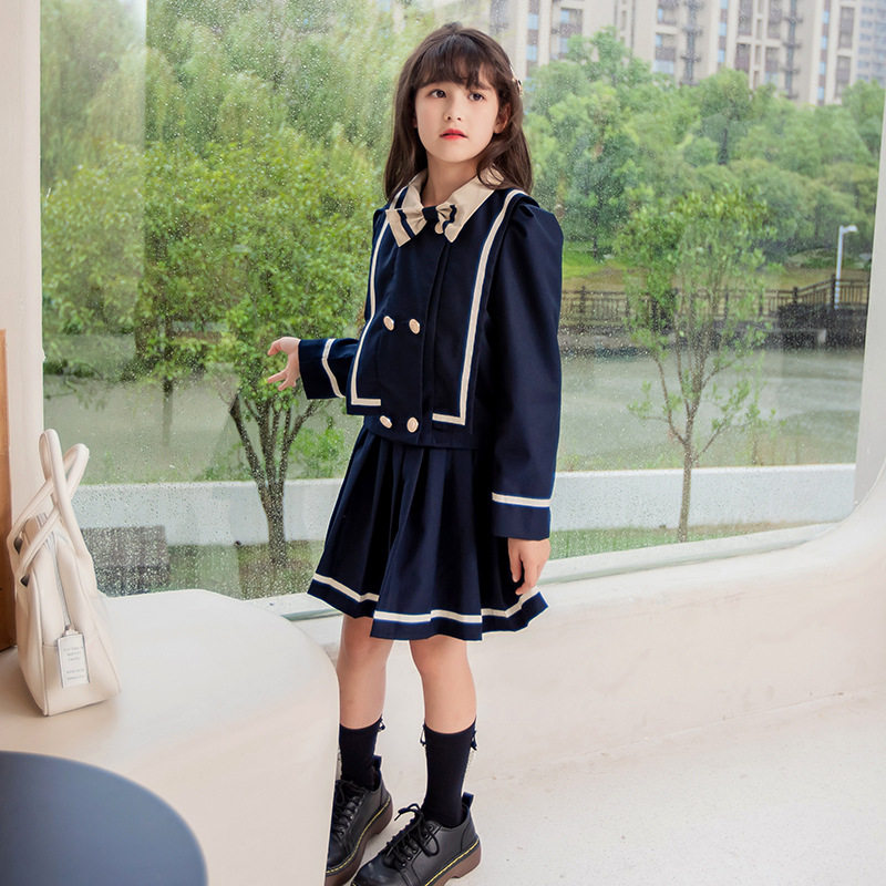 2021新款女童学院风小西服套装秋装儿童jk制服小学生春秋季套装裙