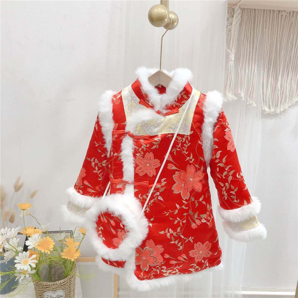 儿童古装汉服女童中国风唐装秋冬加厚棉袄女宝宝喜庆拜年服女冬款