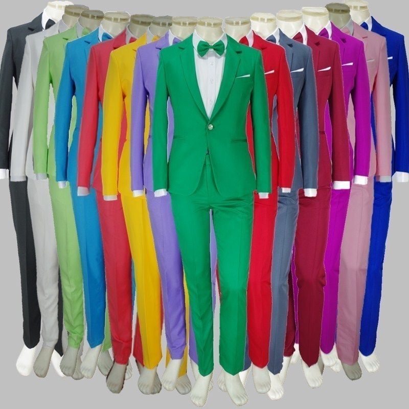 元旦年会彩色西装舞台夜场演出服男歌手套装舞蹈大合唱西服成人潮