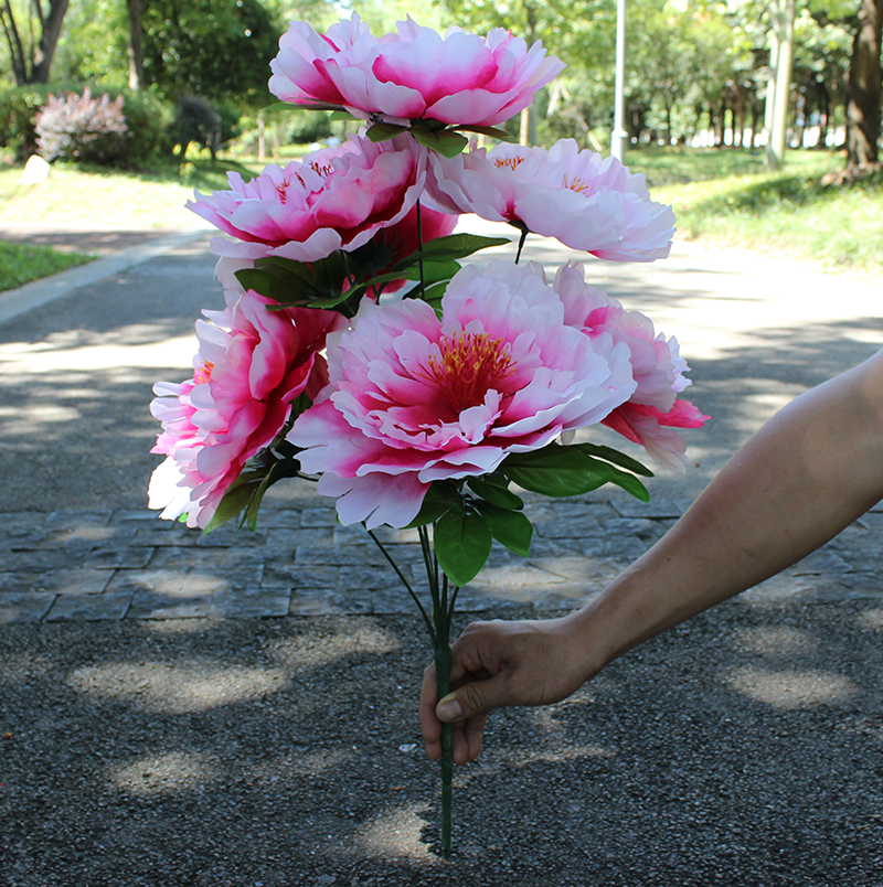 仿真牡丹花束7头大牡丹60厘米装饰花扫墓花绢花清明花上坟祭祀花