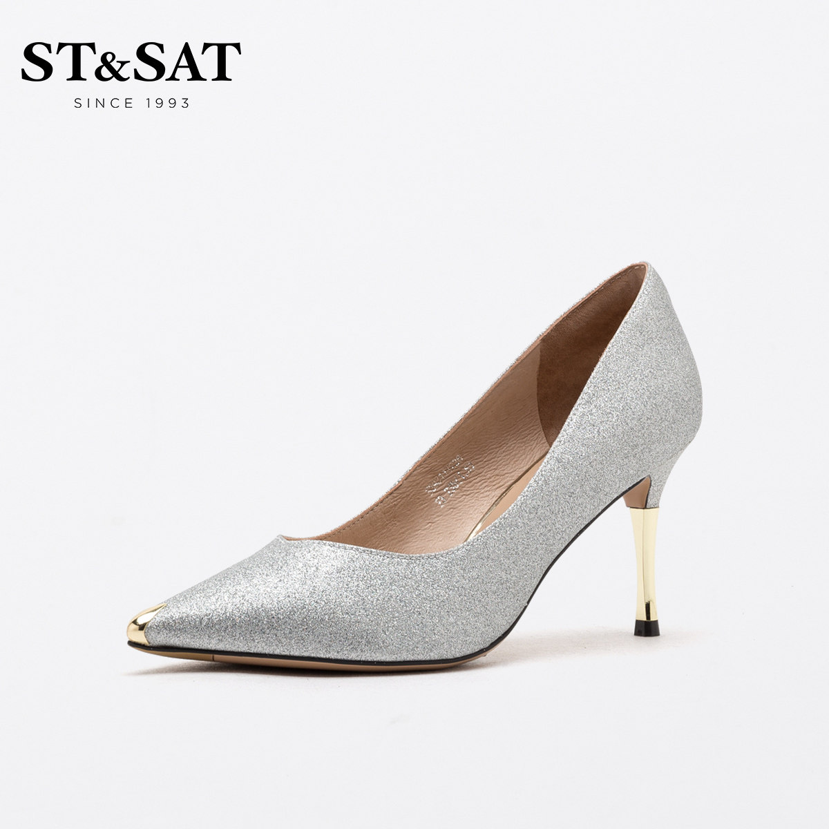 星期六鞋子女2020新款夏天细跟高跟鞋浅口婚鞋新娘鞋ss01111238