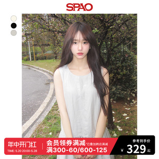 SPAO韩国同款2024年夏季新款女士时尚无袖短款连衣裙SPOWE24W95