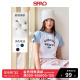 SPAO韩国同款2024年夏季新款女时尚潮短款圆领印花T恤SPRPE25G51