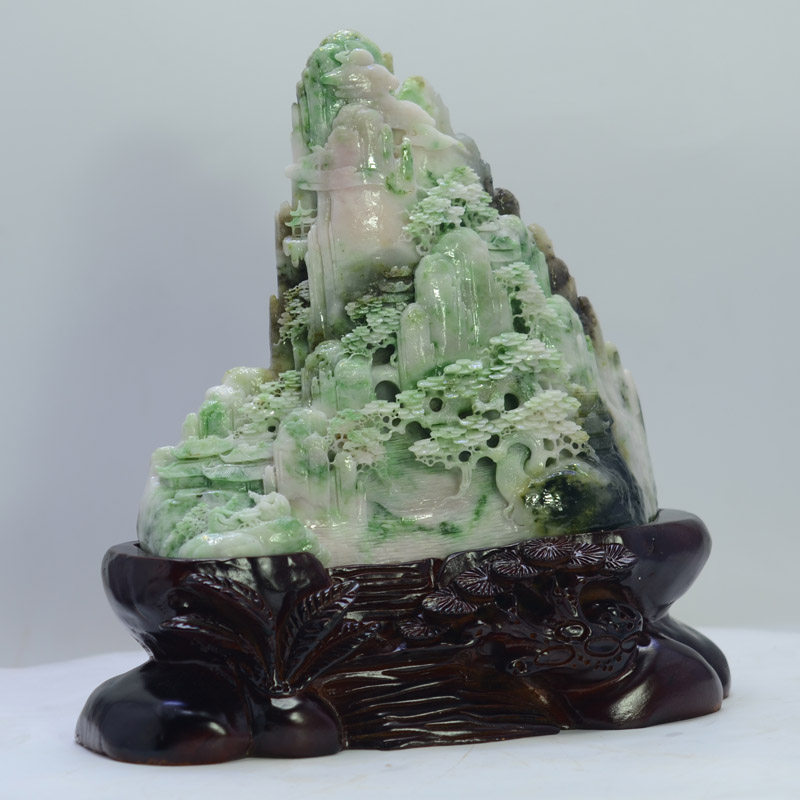 中国四大名玉 玉雕大师王峰作品 独山玉【意境山水】摆件2688克