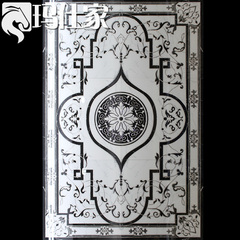 包邮镀银抛晶砖地毯拼图抛金砖地面拼花瓷砖艺术1200x1800mm黑白